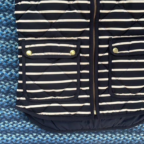 J. Crew Navy and White Striped Quilted Vest - Picture 2 of 8